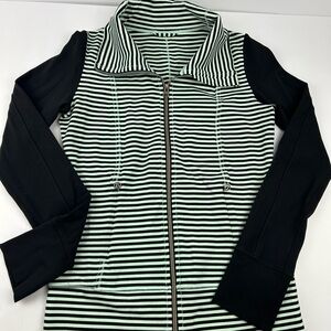 Lululemon Striped Black/Mint Women's Zip up Jacket Sz 6 Gorpcore athletic wear